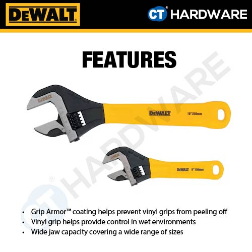 DeWalt DWHT75497 Adjustment Wrench 6" and 10" Set Dip Grip