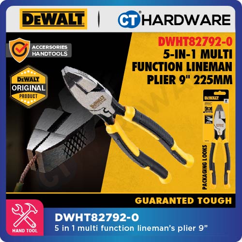 DEWALT DWHT82792-0 MULTI FUNCTION LINEMAN'S PLIER 5-IN-1 | 9" | 225MM - 1PC