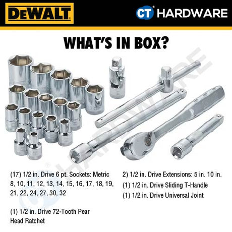 DEWALT DWMT19241-1 METRIC SOCKET SET 1/2" ( X 22PCS )