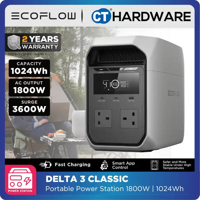 EcoFlow DELTA 3 CLASSIC Portable Power Station (1024WH | 1800W Output)