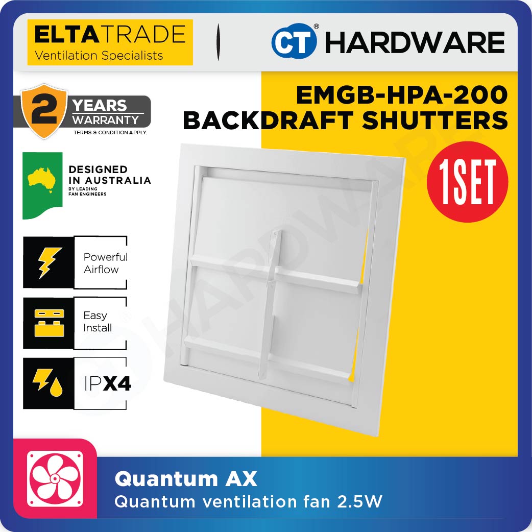 ELTA TRADE EMGB-HPA 200 External Metal Grille with Backdraft Shutter (for HPA 200 mm)
