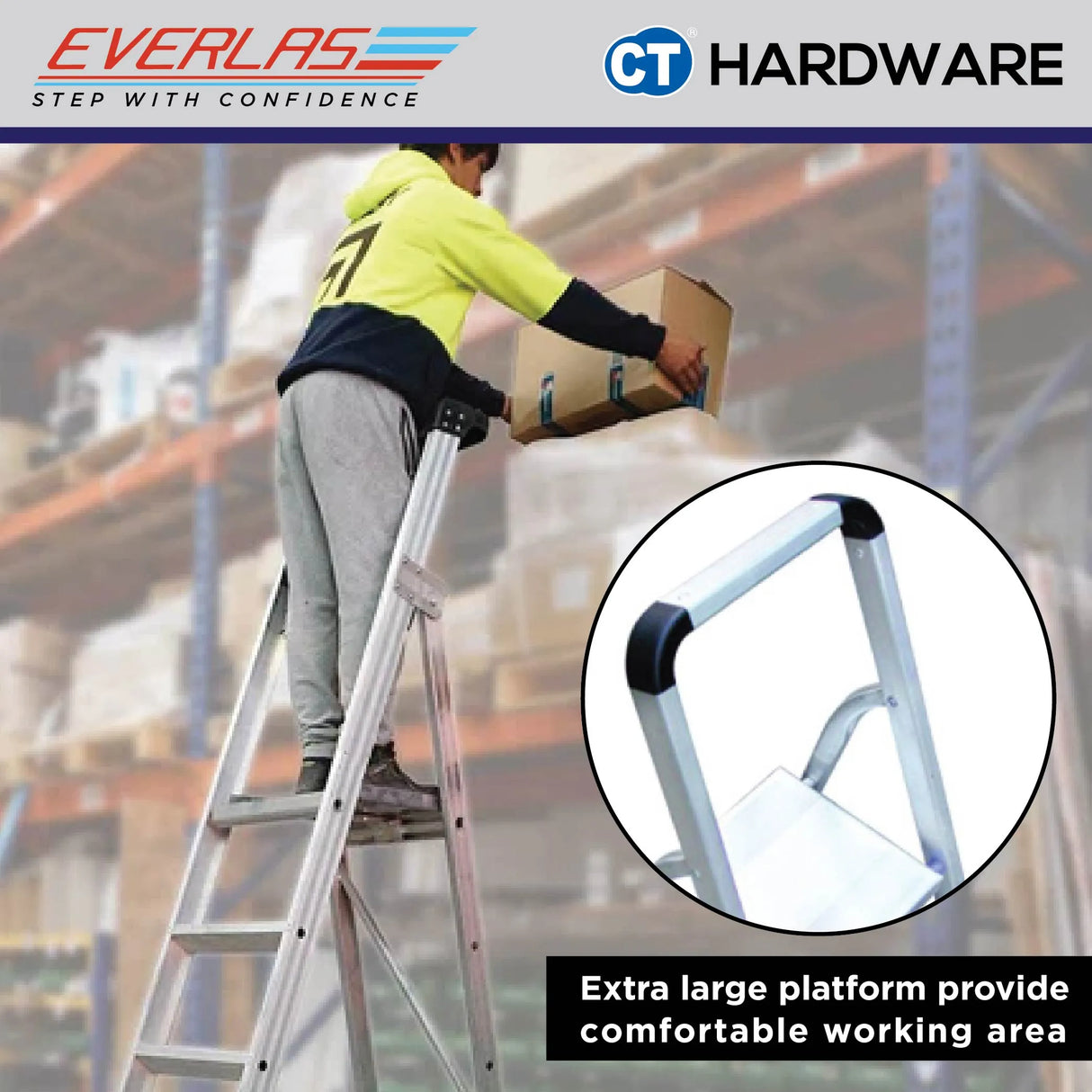 Everlas EZ Series Platform Ladder 3 Steps - 8 Steps | 125kg Max Load | SIRIM