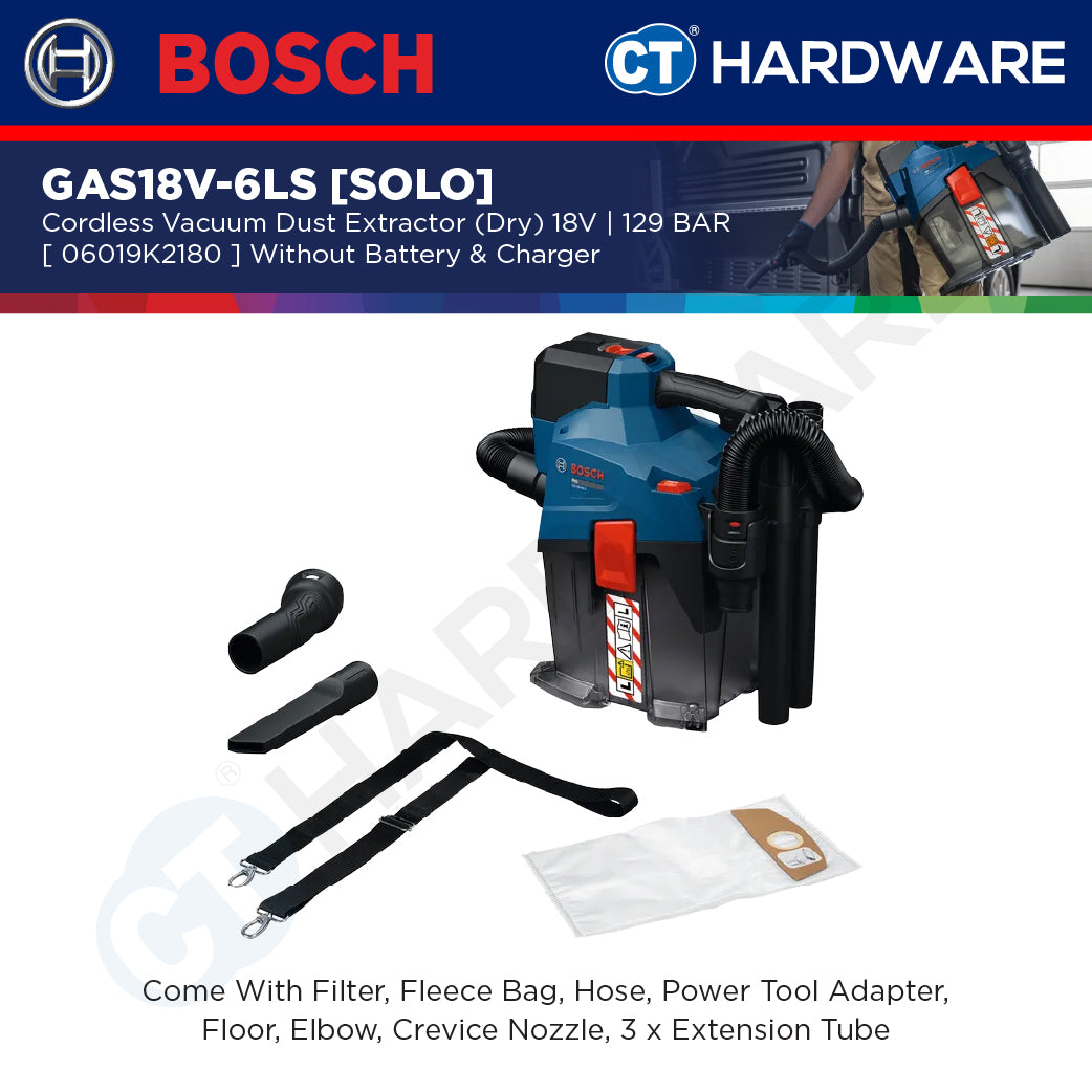 Bosch PRO GAS18V-6LS Cordless Dust Extractor 18V 06019K2180 (Body Only | 1-Battery | 2-Battery)