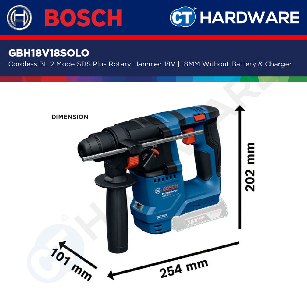 Bosch GBH18V18 Cordless Brushless 2 Mode SDS Plus Rotary Hammer 18V | 18 MM | GBH18V18SOLO | GBH18V18XONECHUCKSOLO