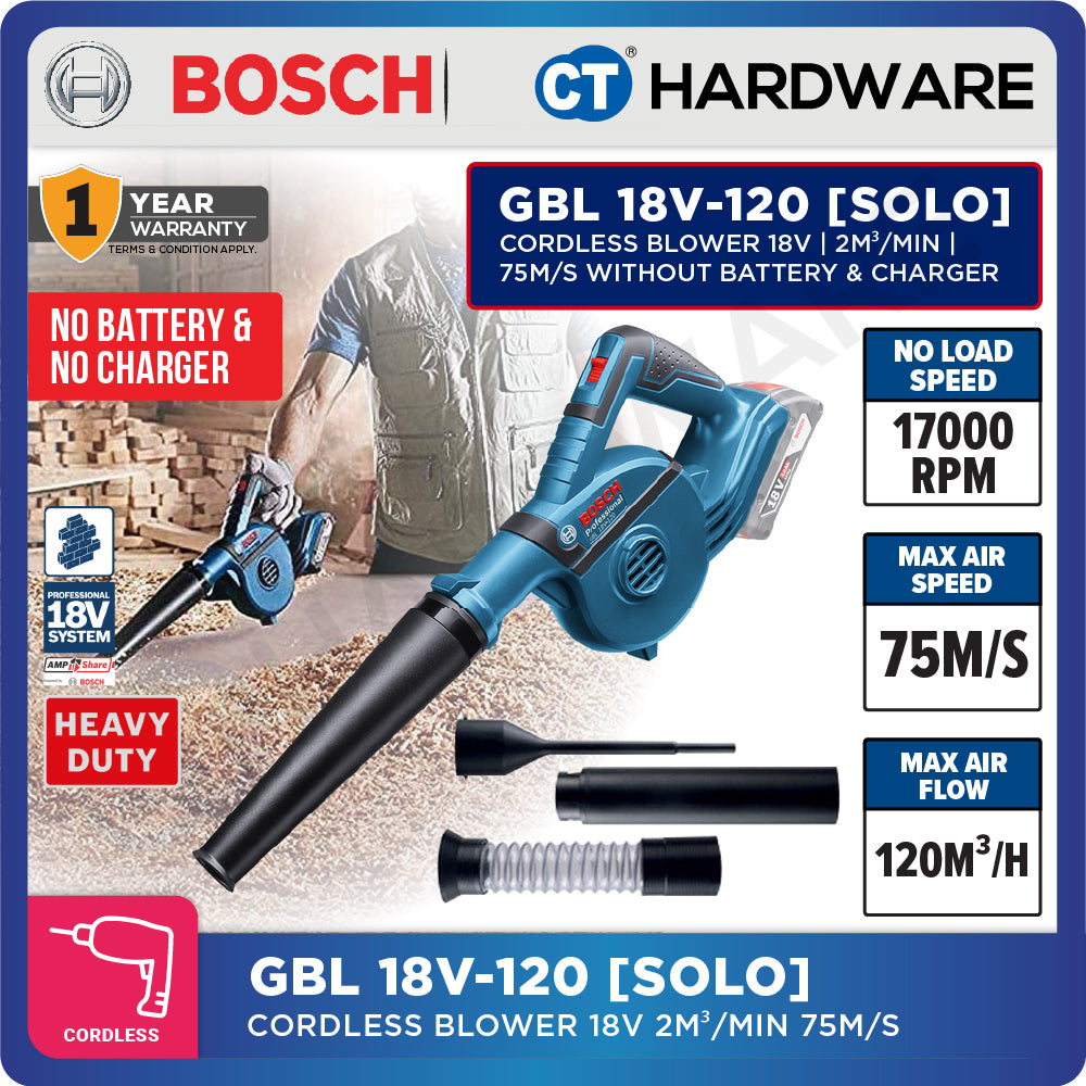 Bosch GBL 18V-120 SOLO Professional Cordless Blower Without Battery & Charger, GBL18V120