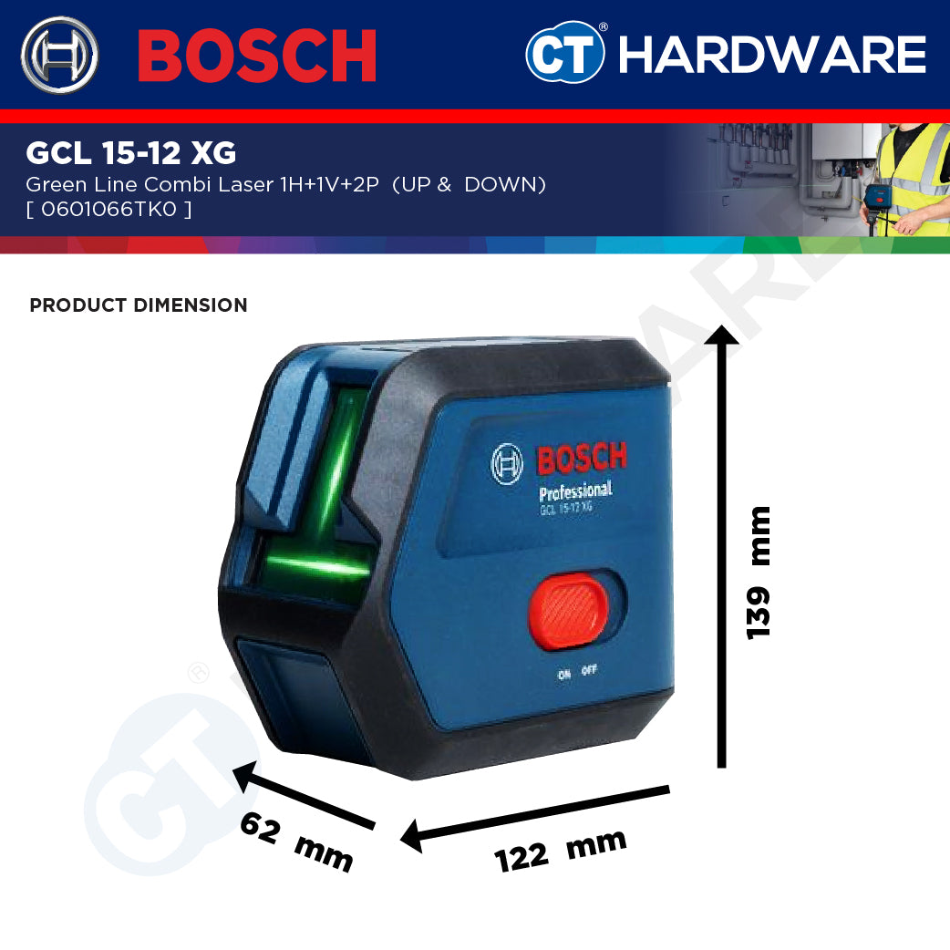 Bosch GCL 15-12 XG Green Line Combi Laser 1H+1V+2P (UP & DOWN) GCL1512XG Line Combi Laser