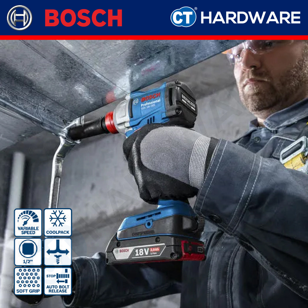Bosch GDX18V285 Cordless Brushless Impact Driver Wrench 18V | 1/2" | 285NM Come with 2x 2.0Ah 18V Battery & Charger