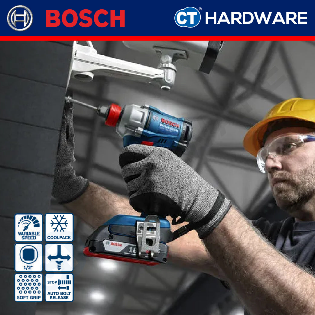 Bosch GDX18V285 Cordless Brushless Impact Driver Wrench 18V | 1/2" | 285NM Come with 2x 2.0Ah 18V Battery & Charger