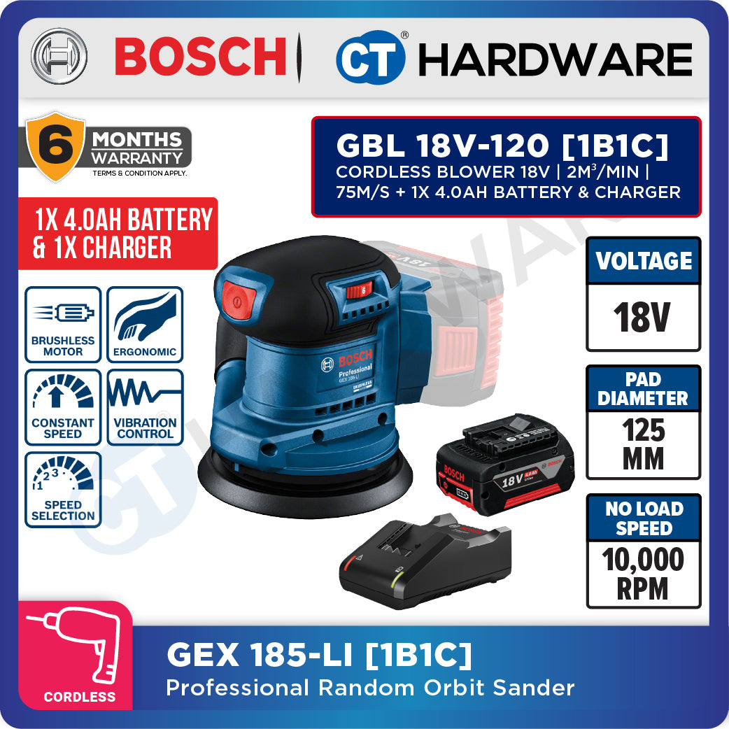 Bosch GEX 185-LI SOLO Professional Brushless Random Orbit Sander 18V, 125MM Without Battery & Charger GEX185LISOLO