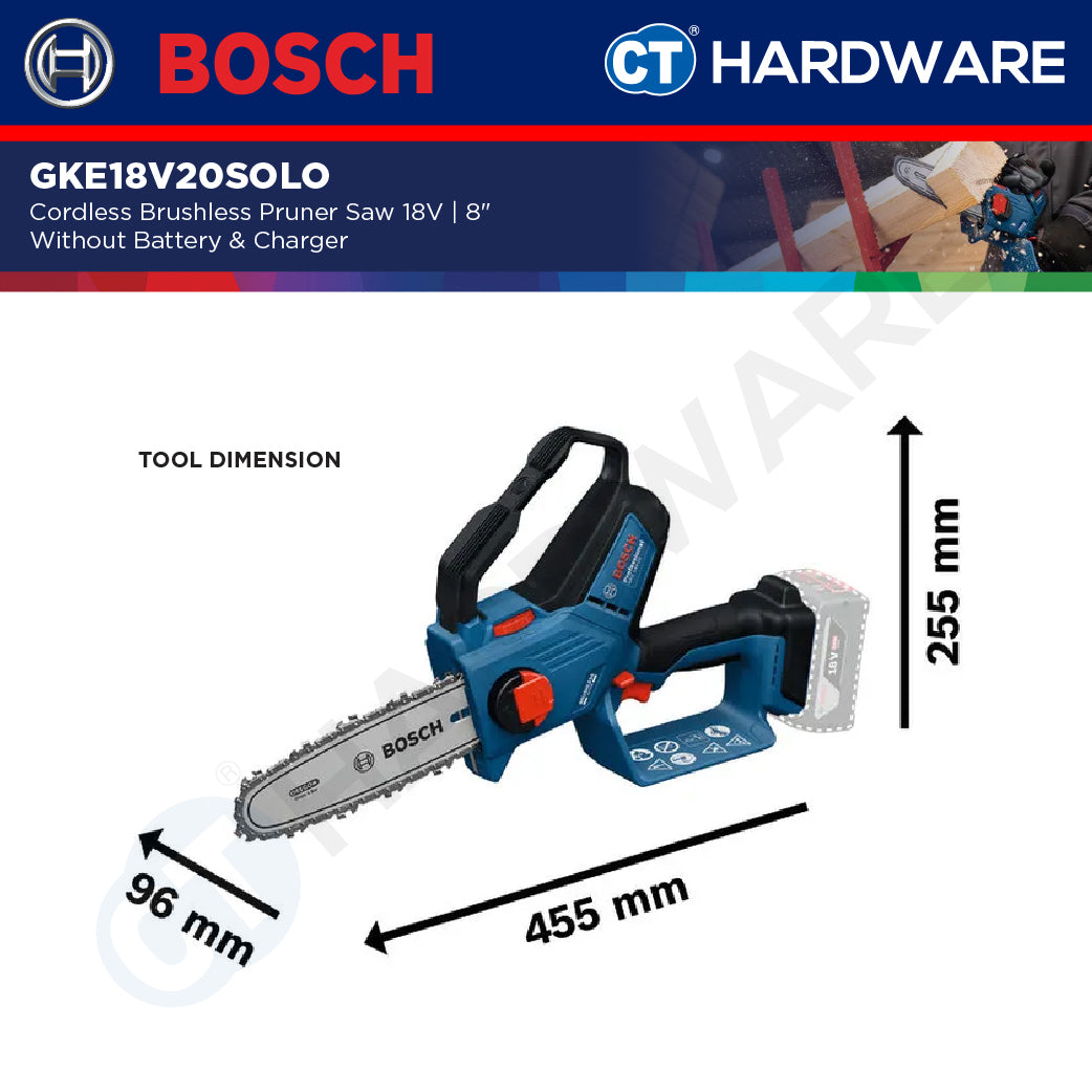 Bosch GKE 18V-20 SOLO Cordless Brushless Pruner Saw 18V, 8" Without Battery & Charger, GKE18V20SOLO
