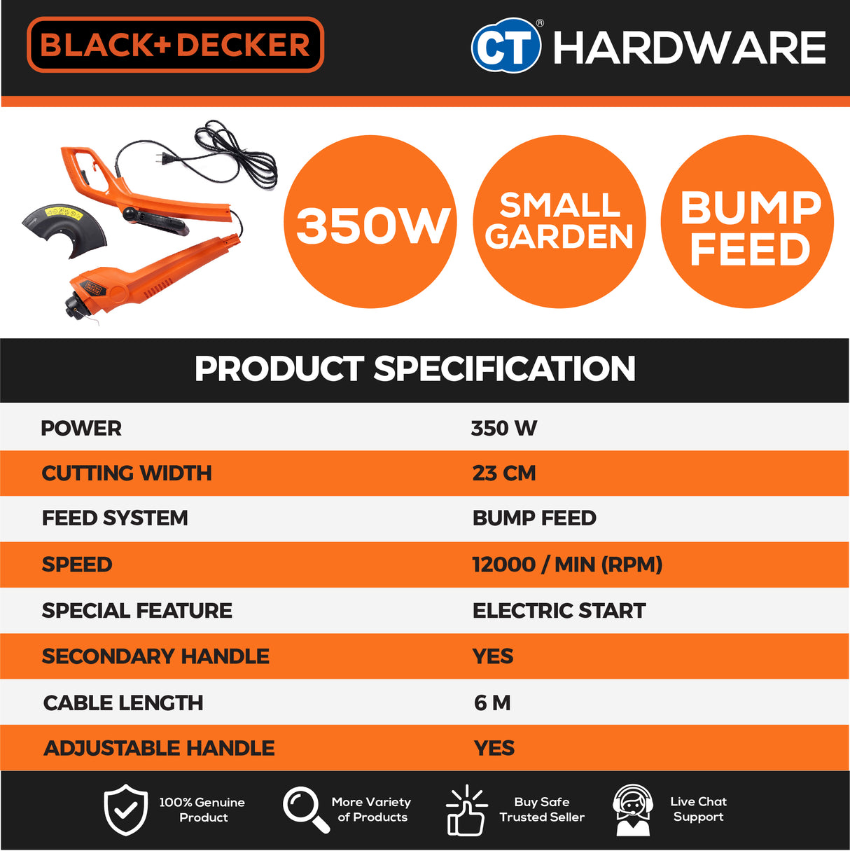 BLACK+DECKER GL350L String Trimmer / Grass Trimmer 350W