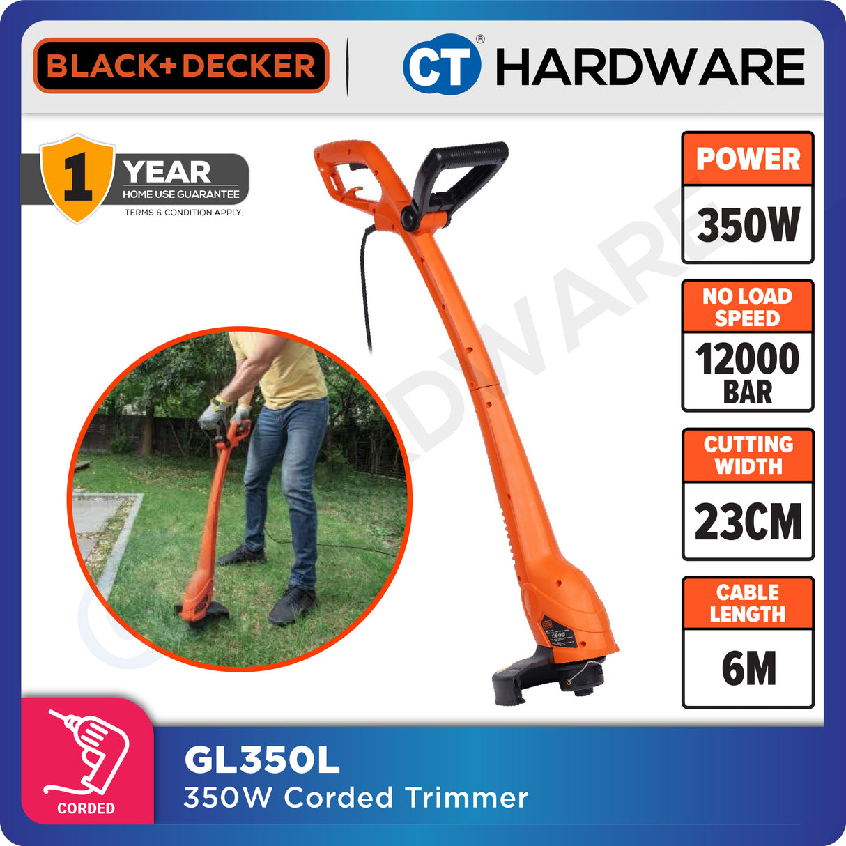 Black & Decker GL350L String Trimmer 350W 23cm