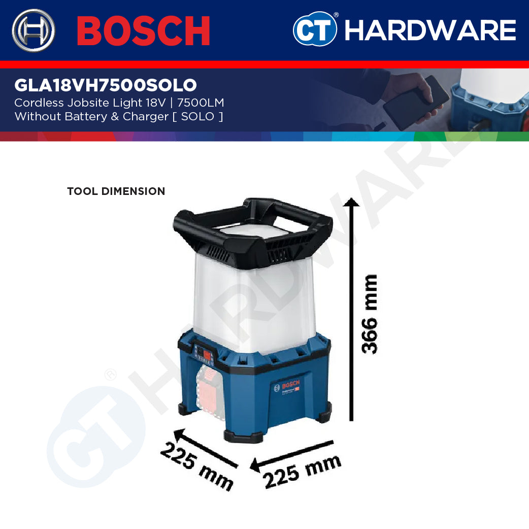 Bosch GLA 18VH-7500 SOLO Cordless Jobsite Light 18V,7500LM Without Battery & Charger, GLA18VH7500SOLO