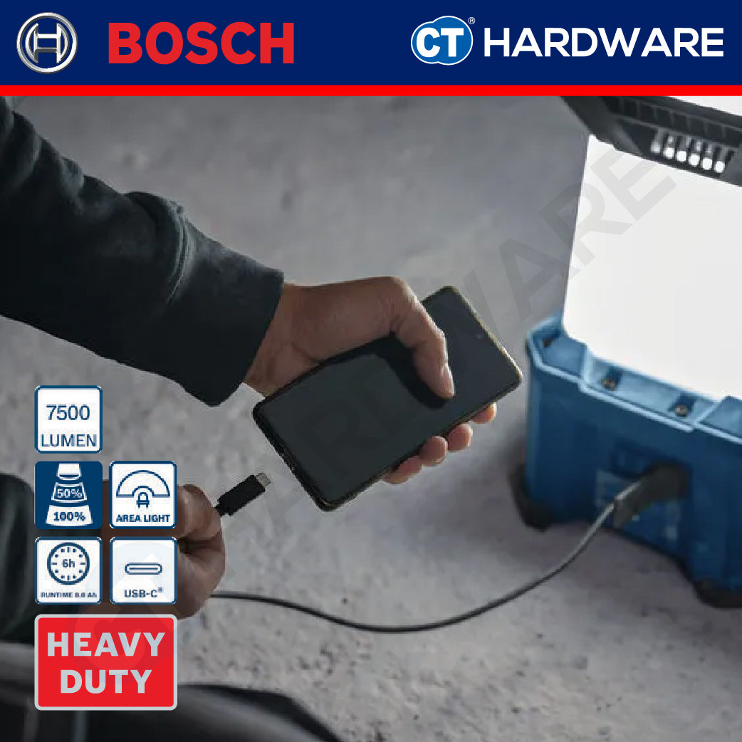 Bosch GLA 18VH-7500 SOLO Cordless Jobsite Light 18V,7500LM Without Battery & Charger, GLA18VH7500SOLO