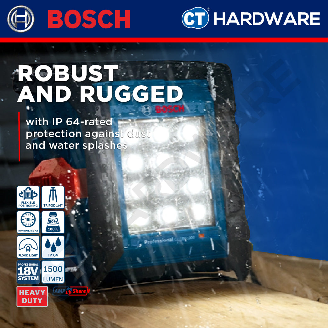 Bosch PRO GLI 18V-1500 Cordless Jobsite Light 18V 06014A80L0 (Body Only | 1-Battery | 2-Battery)
