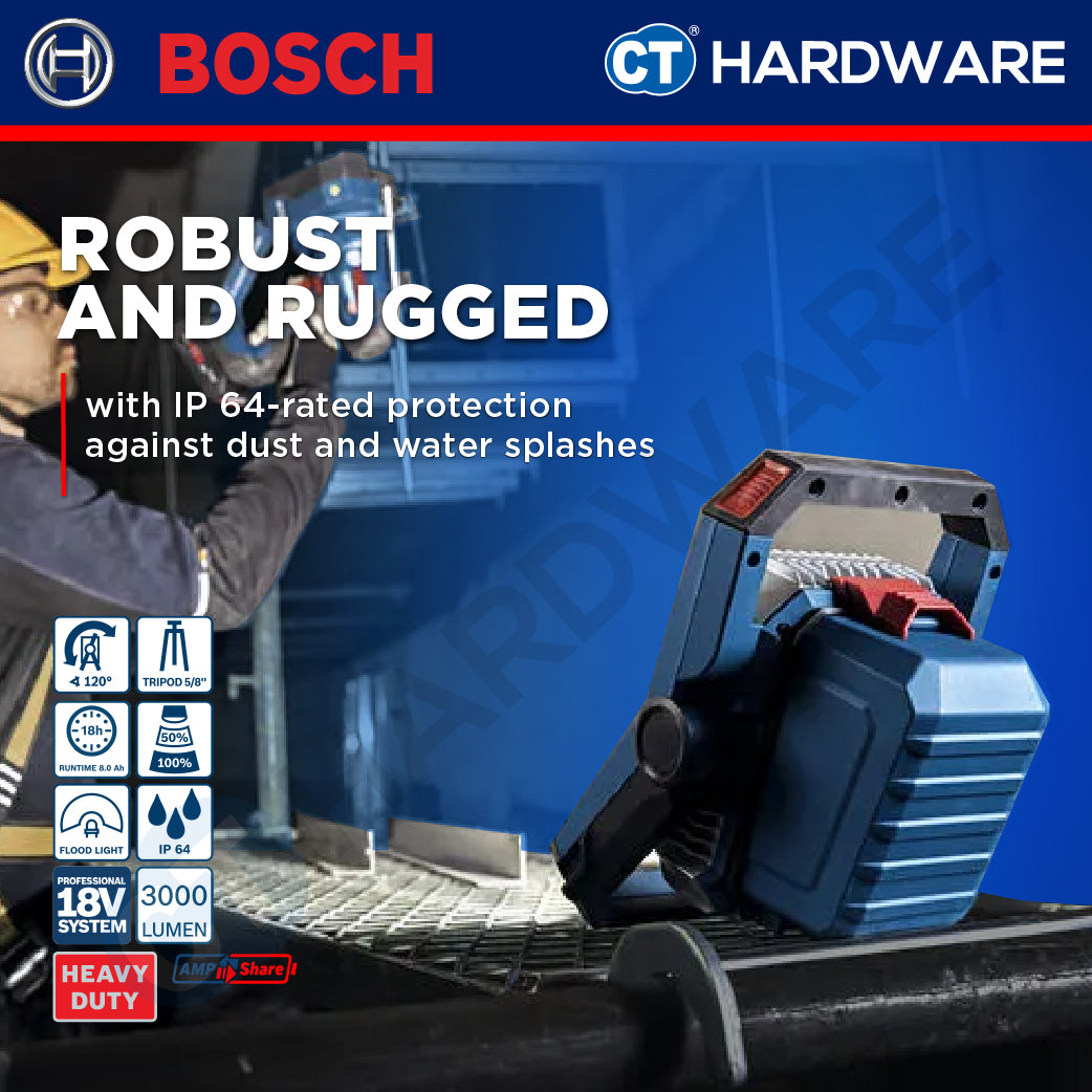 Bosch PRO GLI 18V-3000 Cordless Jobsite Light 18V 06014A81L0 (Body Only | 1-Battery | 2-Battery)