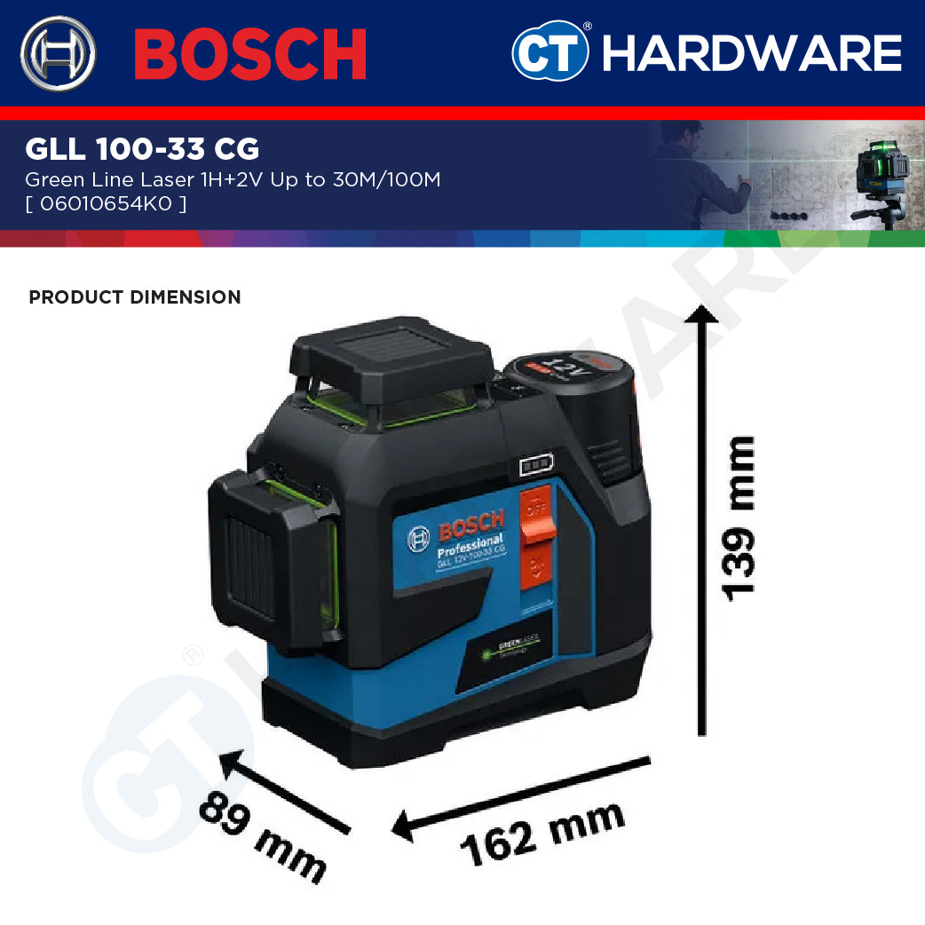 Bosch GLL 100-33 CG Green Line Laser 1H+2V Up To 30M-100M GLL10033CG Line Laser