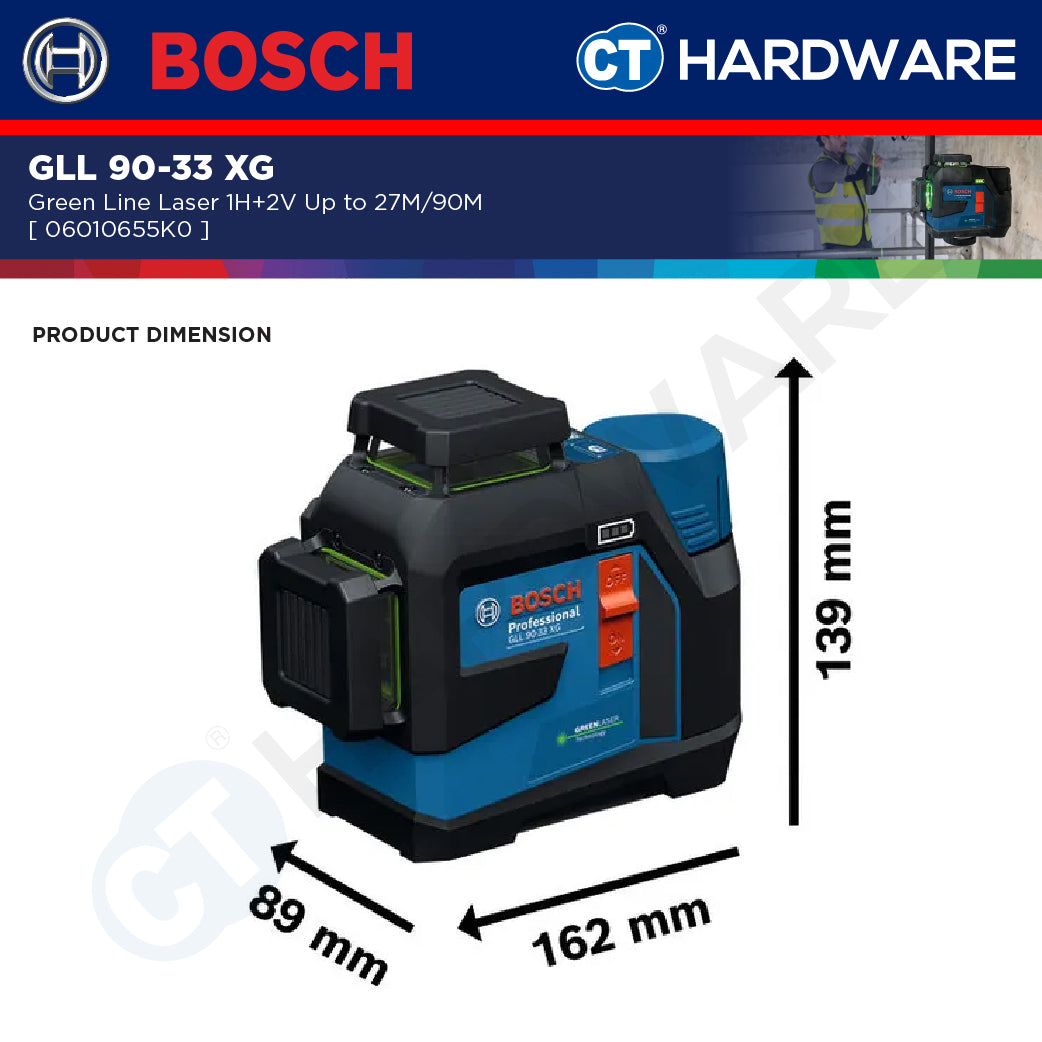 Bosch GLL 90-33 XG Green Line Laser 1H+2V Up To 27M-90M GLL9033XG Line Laser
