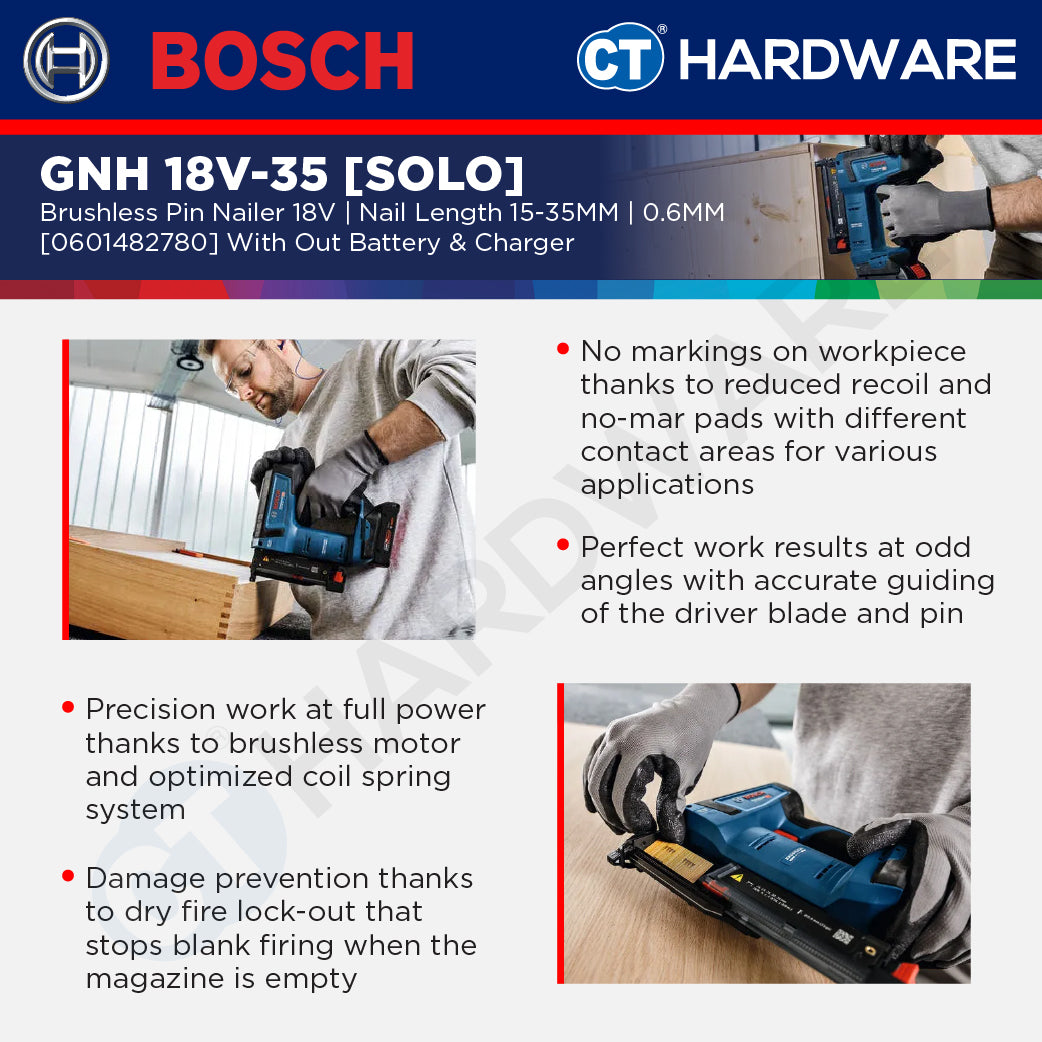 Bosch PRO GNH 18V-35 Cordless Wood Nailer 18V 0601482780 (Body Only | 1-Battery | 2-Battery)