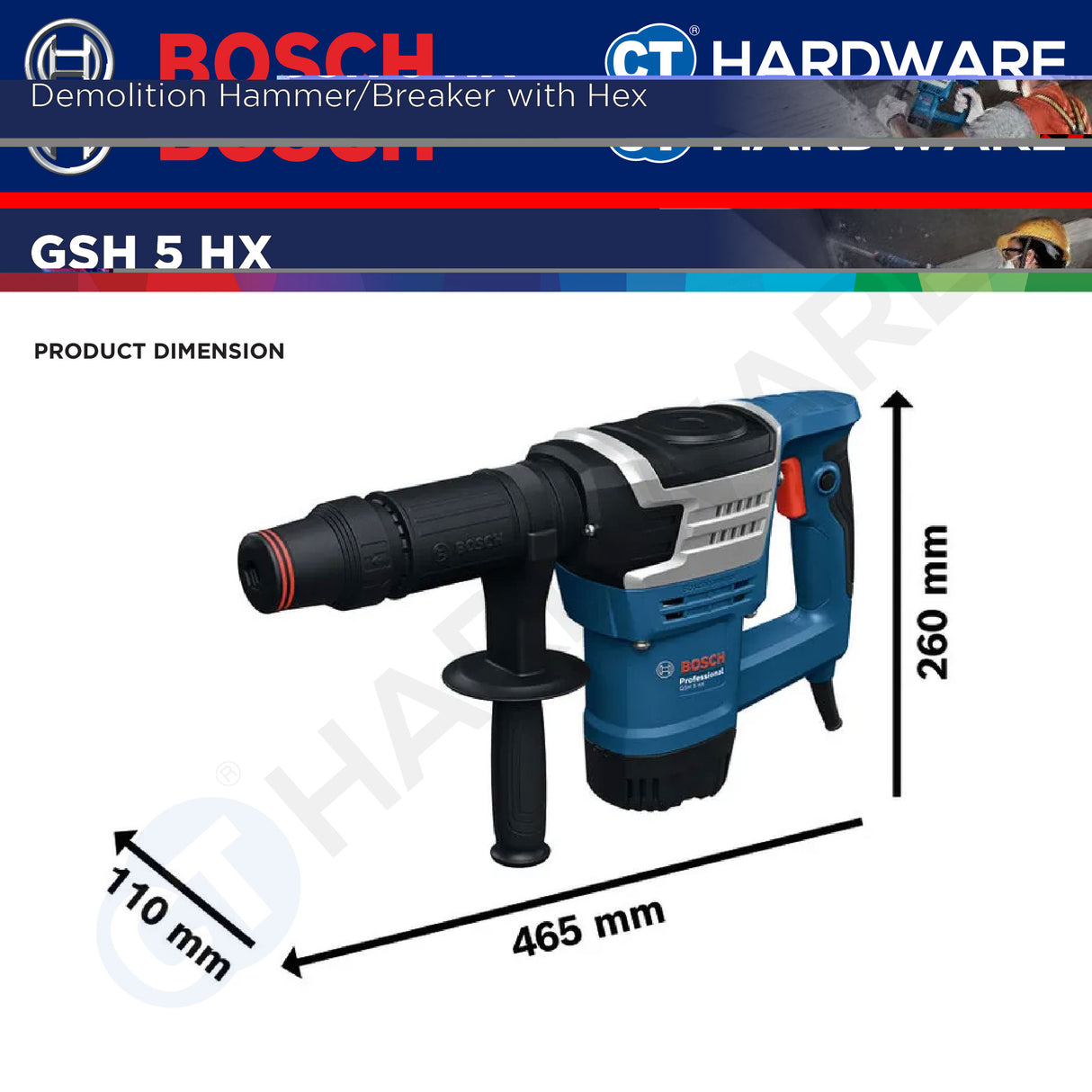 Bosch GSH 5 HX Professional Demolition Hammer/Breaker With Hex