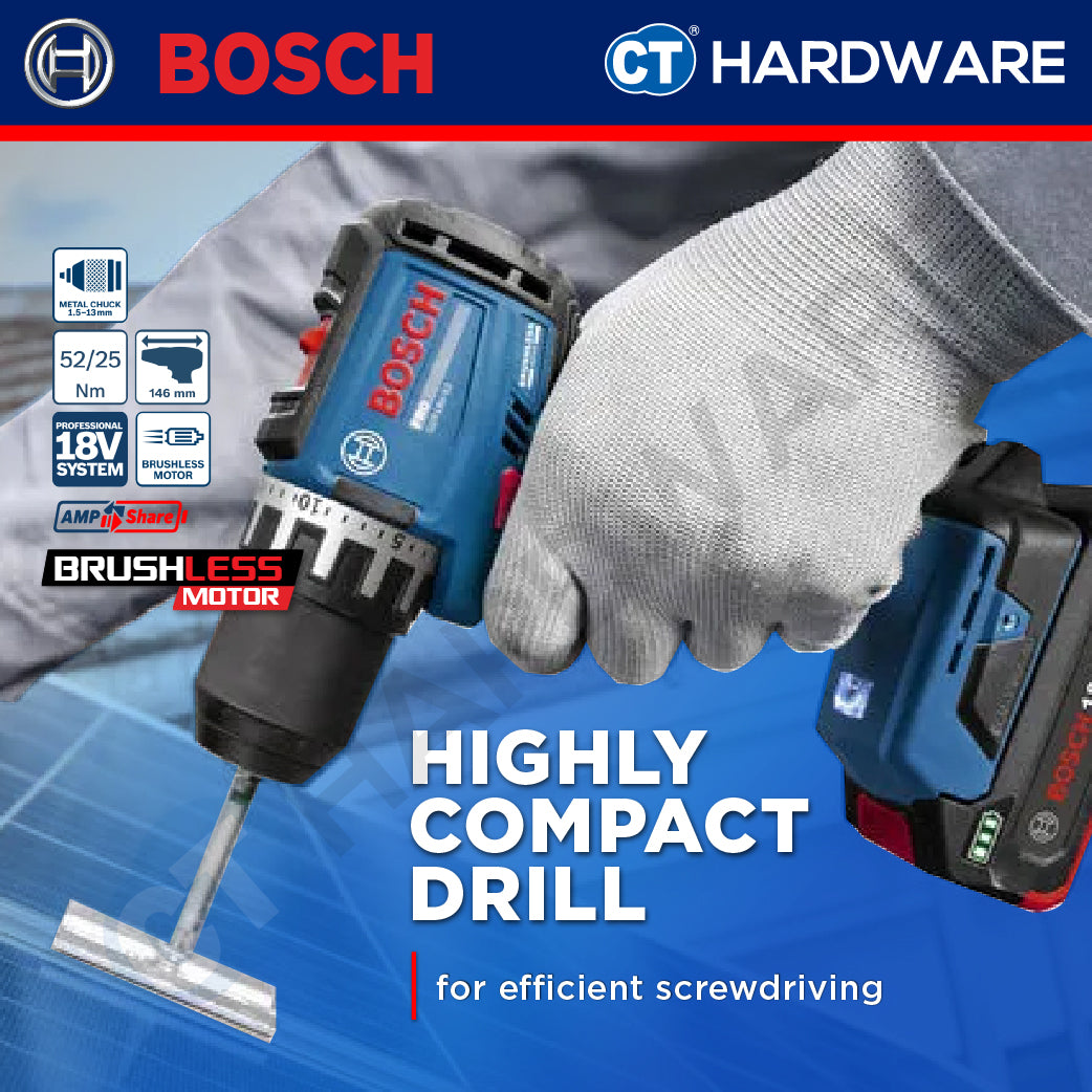 Bosch PRO GSR18V-52 Cordless BL Screwdriver 18V, 13MM, 70NM, Replace GSR180-LI, GSR18V52
