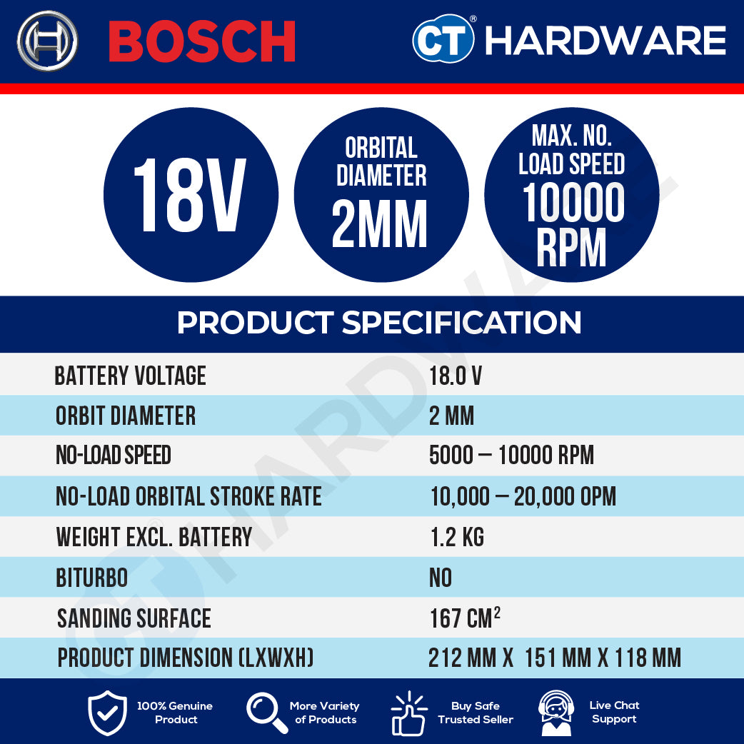 Bosch PRO GSS18V-18 Cordless Orbital Sander 18V 06019R70L0 (Body Only | 1-Battery | 2-Battery)