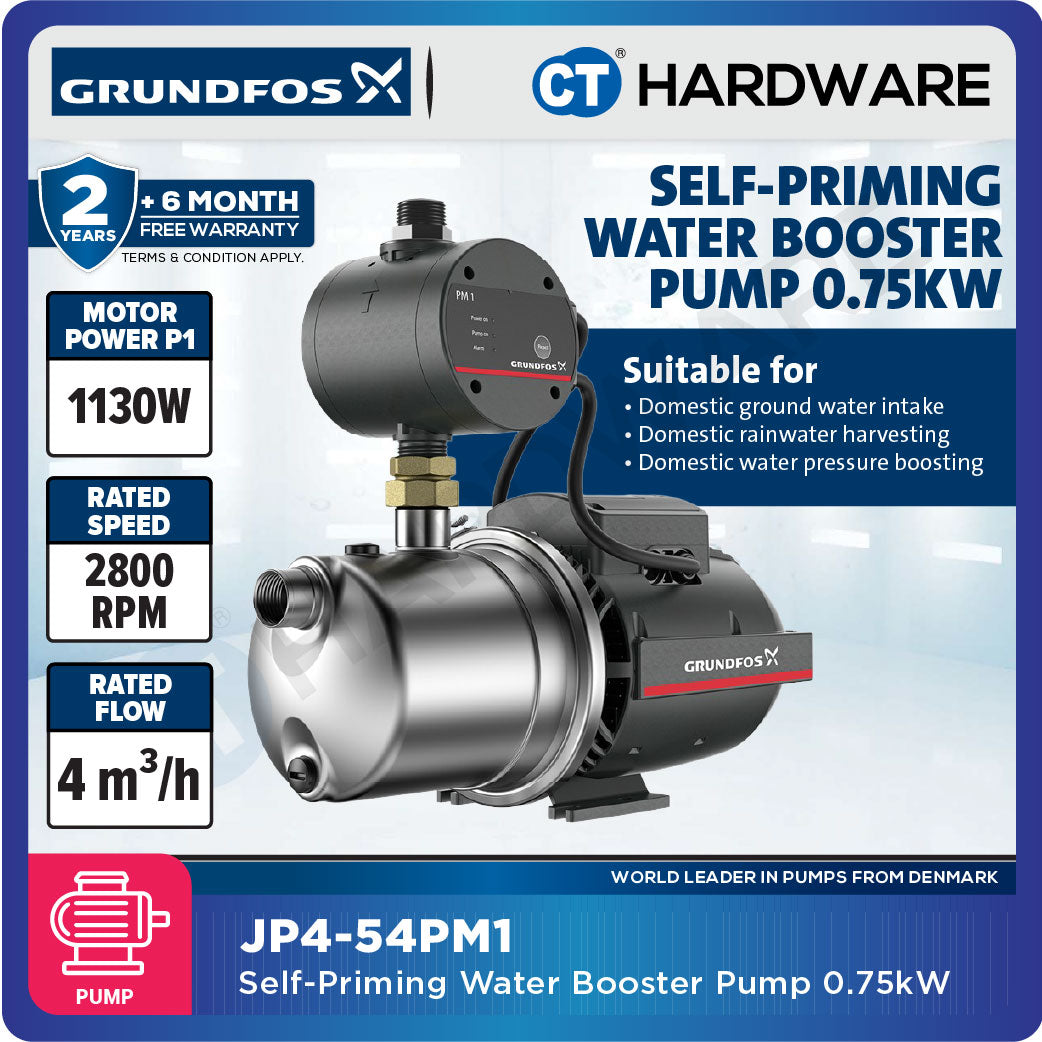 Grundfos JP4-54PM1 Self-Priming Water Booster Pump 0.75kW