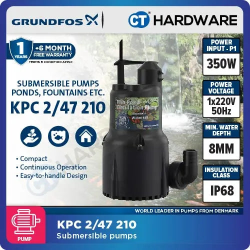 Grundfos KPC 24/7 210 Submersible Drainage Pump 345W Non Auto