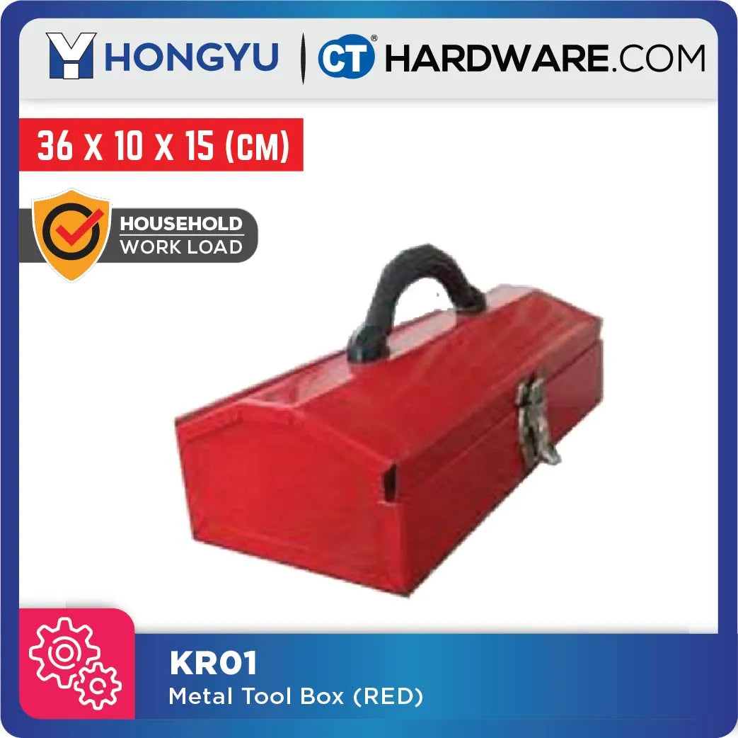 Hong Yu KR01 Metal Tool Box (Red) 360mm X 100mm X 155mm