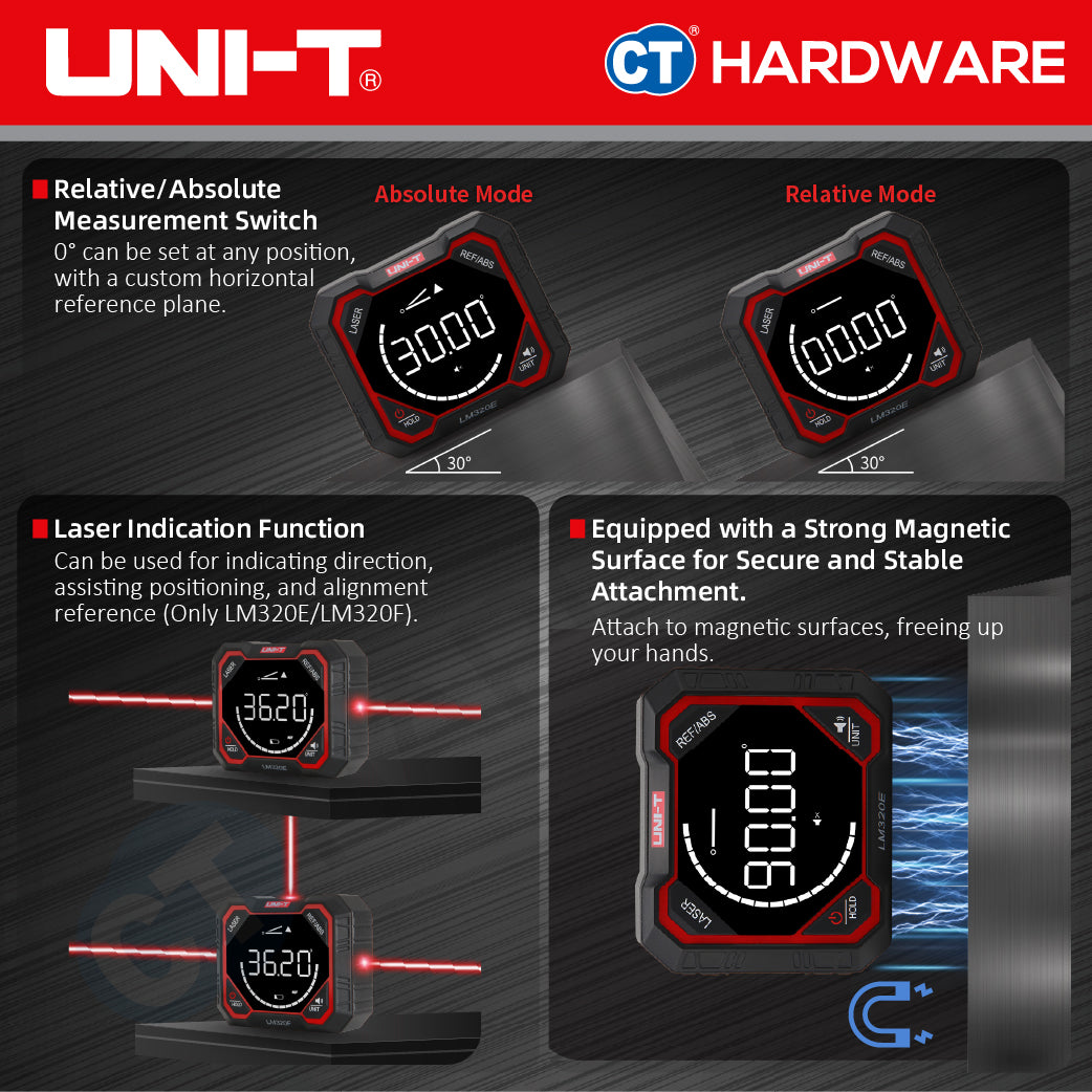 UNI-T LM320E Digital Angle Meter 2-Line Laser 4 x 90° ±0.2°