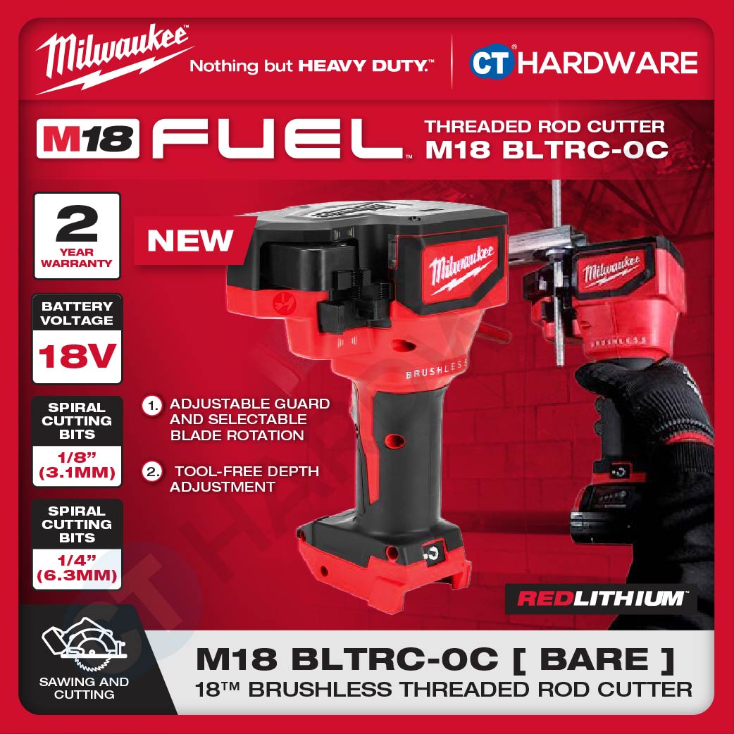 Milwaukee M18BLTRC-0C M18™ Brushless Threaded Rod Cutter 18V Heavy Duty Mesin Potong Besi Rod