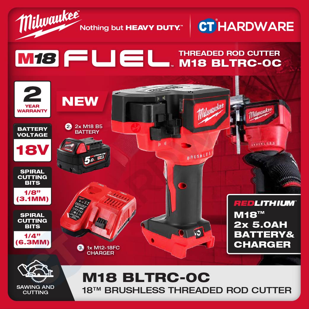 Milwaukee M18BLTRC-0C M18™ Brushless Threaded Rod Cutter 18V Heavy Duty Mesin Potong Besi Rod