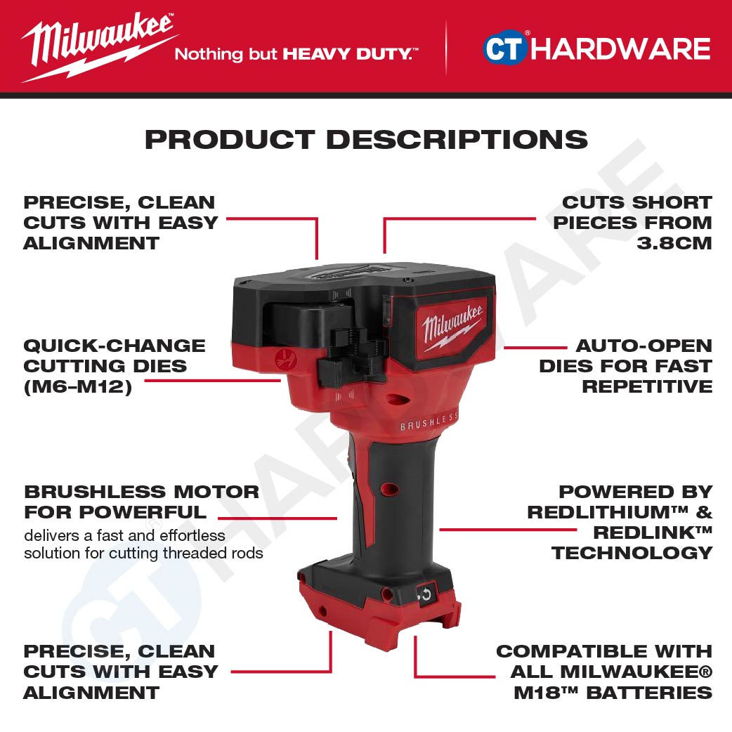 Milwaukee M18BLTRC-0C M18™ Brushless Threaded Rod Cutter 18V Heavy Duty Mesin Potong Besi Rod