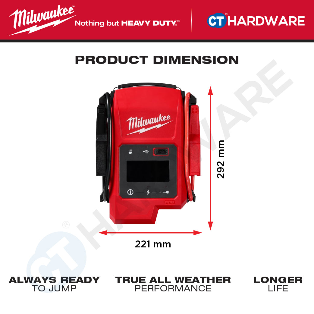 Milwaukee M18 JS2000-0 Jump Starter 18V, Portable Car Jumper Starter