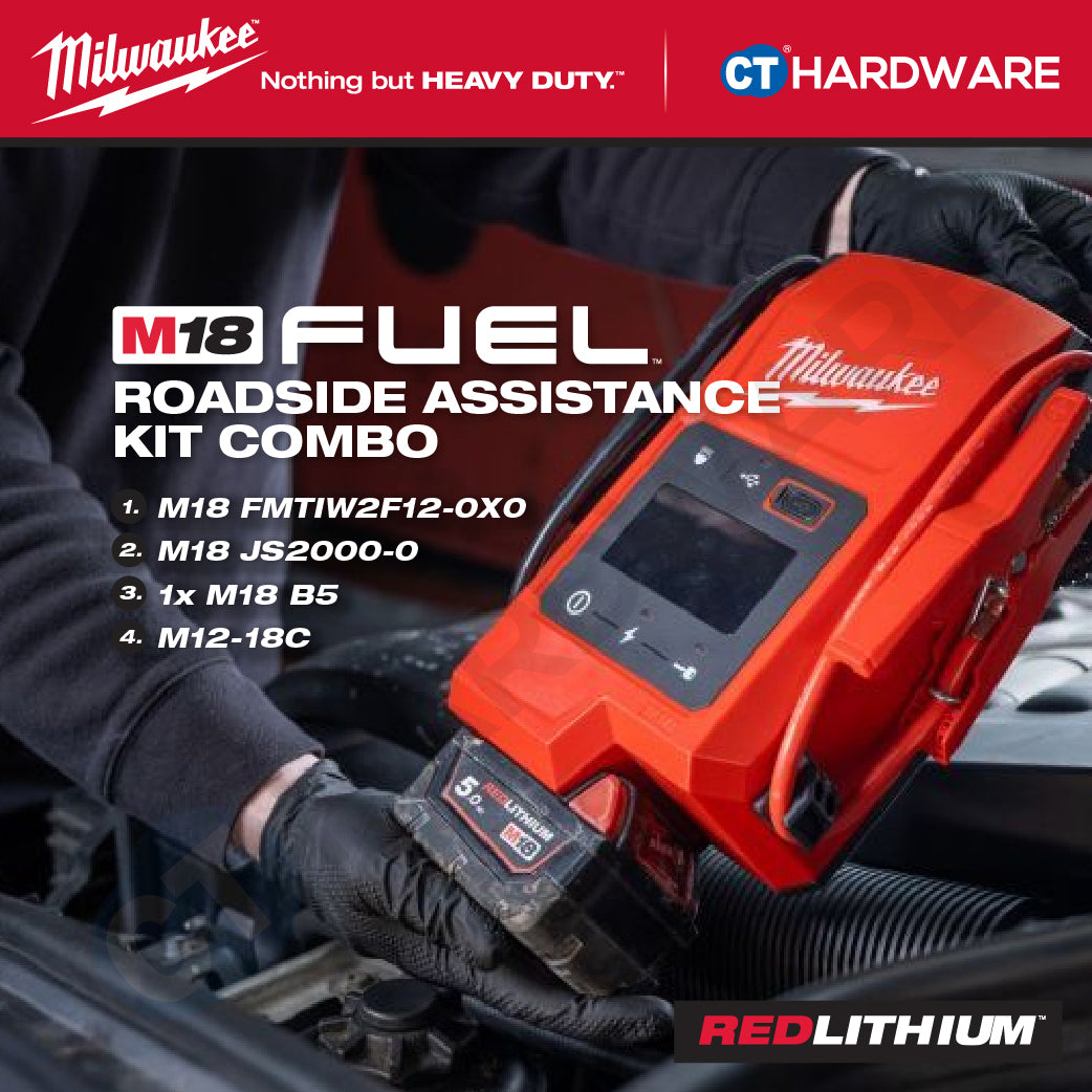 Milwaukee M18 ROADSIDE ASSISTANCE KIT Combo, M18™ FUEL™ Mid Torque Impact Wrench, M18™ Jump Starter, 1x 5.0Ah Battery & Charger