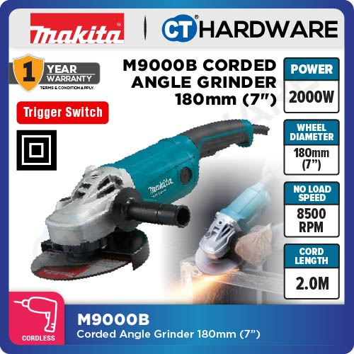 Makita MT M9000B Corded Angle Grinder 7" 180mm | 2000W | 8500 rpm