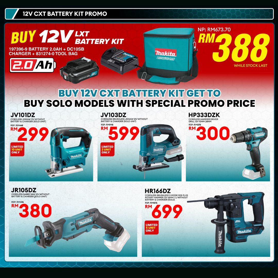 Makita CXT 12Vmax 2.0Ah Battery and Charger Kit With Tool Bag