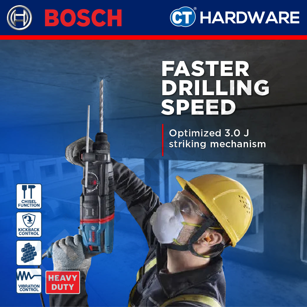 Bosch PRO GBH2-26 3 Mode SDS Plus Rotary Hammer, 830W, 4-26MM, 3J, 06112534L0, GBH226, Tukul Pemecah Konkrit