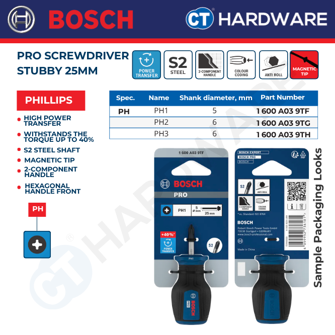 Bosch PRO Stubby Screwdriver Phillips 25mm