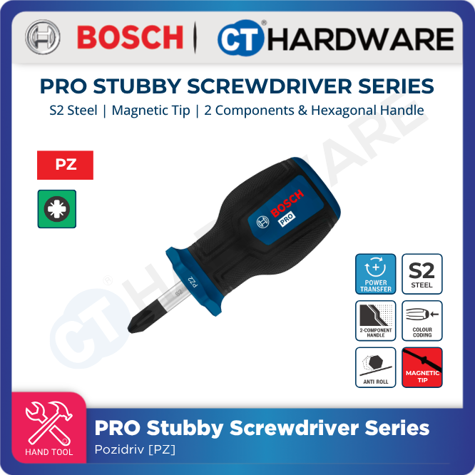 Bosch PRO Stubby Screwdriver Pozidriv 25mm