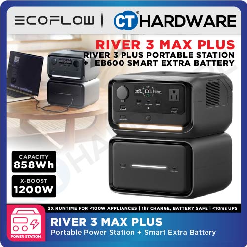 EcoFlow RIVER 3 PLUS Portable Power Station 286WH, 600W, 1200W X-BOOST