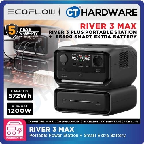 EcoFlow RIVER 3 PLUS Portable Power Station 286WH, 600W, 1200W X-BOOST