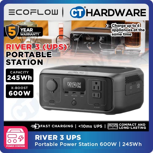 EcoFlow RIVER 3 UPS Portable Power Station 245WH, 300W, 600W X-BOOST