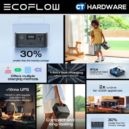 EcoFlow RIVER 3 UPS Portable Power Station 245WH, 300W, 600W X-BOOST