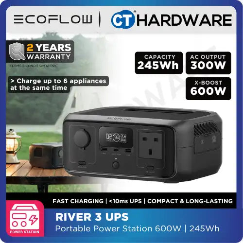 EcoFlow RIVER 3 UPS Portable Power Station (245Wh | 300W Output)
