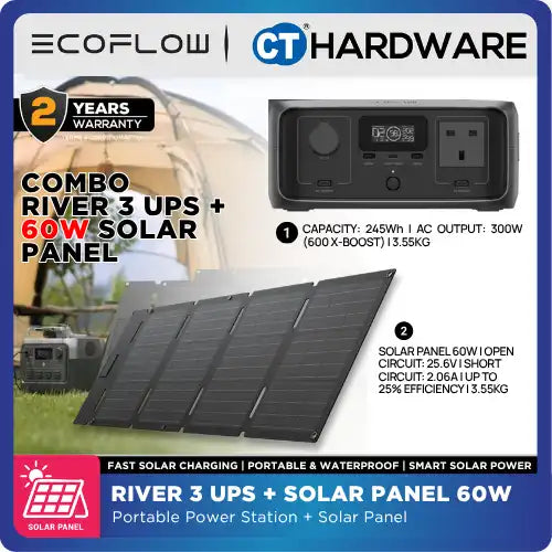 EcoFlow RIVER 3 UPS Portable Power Station (245Wh | 300W Output)