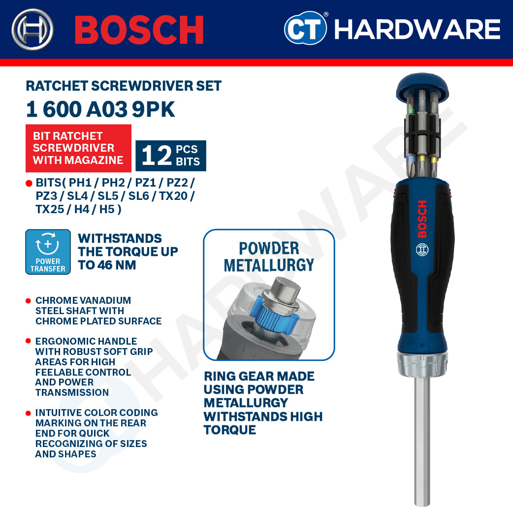 Bosch Ratchet Screwdriver Set, 1600A039PW (6PCS), 1600A039PK (12PCS), 1600A039PR (18PCS), 1600A039PX PRO Magnetizer, Bosch Hand Tool
