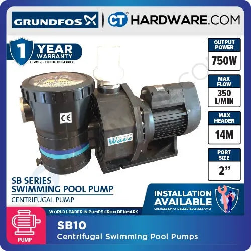Grundfos SB10 Swimming Pool WAVE Pump 1HP