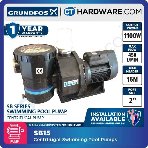 Grundfos SB15 Swimming Pool WAVE Pump 1.5HP