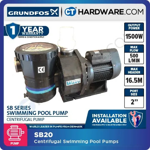 Grundfos SB20 Swimming Pool WAVE Pump 2HP